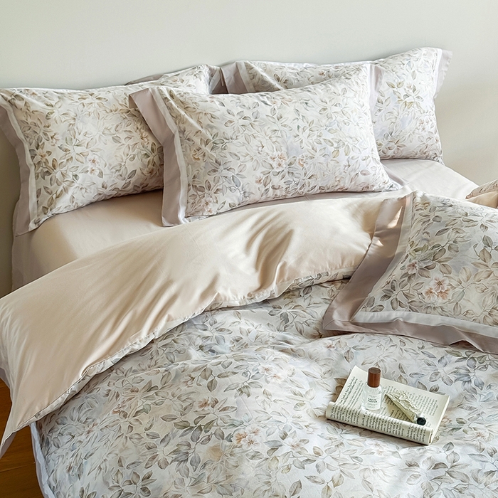 91家纺网 家纺一手货源 找家纺 巧玲珑 2025新款60支A类进口数码印花美式双拼四季款长绒棉四件套 秋叶原