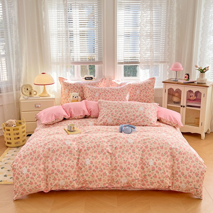 91家纺网 家纺一手货源 找家纺 世爵 2025新款全棉印花小清新单品系列-单被套 浓情玫瑰