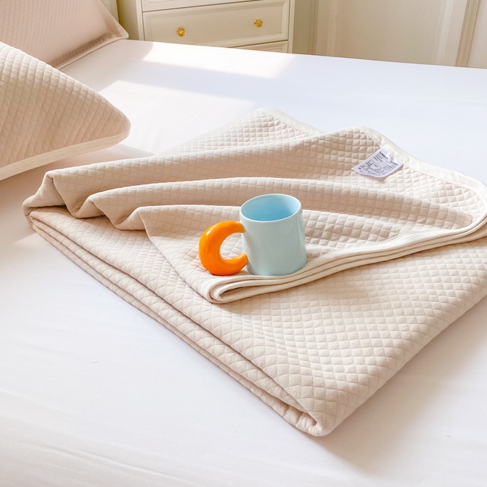 91家纺网 家纺一手货源 找家纺 来菲毛毯 2025新款全棉针织全面盖毯床单夏被被子被芯 菱间咖