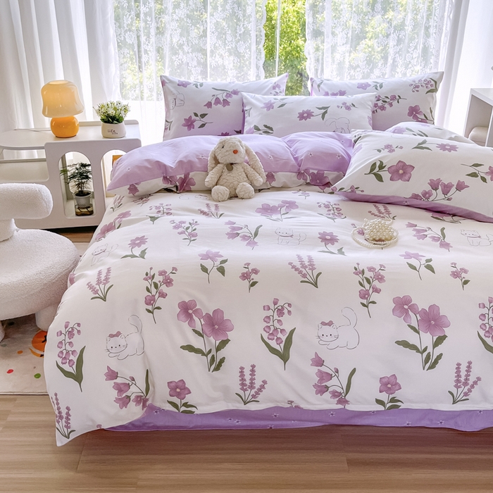 91家纺网 家纺一手货源 找家纺 世爵 2025新款全棉印花小清新单品系列-单被套 凯蒂猫-米