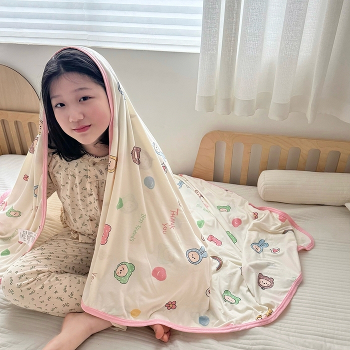 91家纺网 家纺一手货源 找家纺 嗨生活 2025新款婴儿裸睡级凉感针织毯幼儿园夏被儿童夏被毯子 可爱萌趣