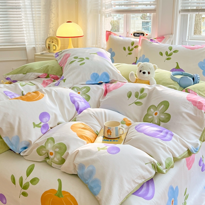 91家纺网 家纺一手货源 找家纺 世爵 2025新款全棉印花小清新单品系列-单被套 南瓜派