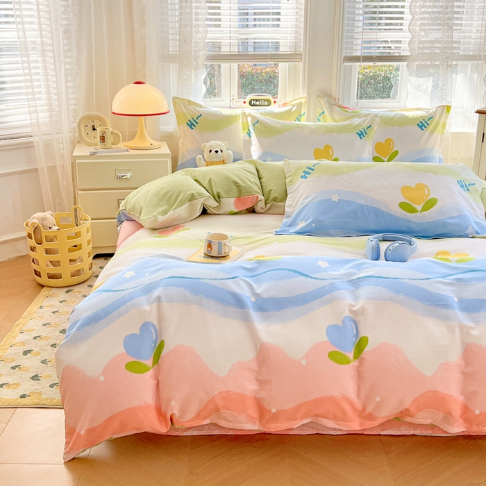 91家纺网 家纺一手货源 找家纺 世爵 2025新款全棉印花小清新单品系列-单被套 天使之心