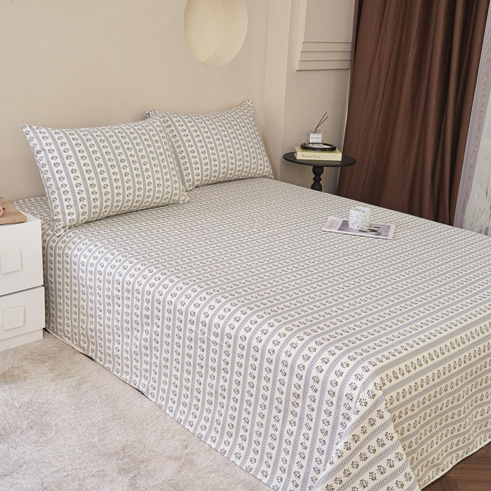 91家纺网 家纺一手货源 找家纺 绒艺席业 2025新款简约原棉印花老粗布床单 陌微