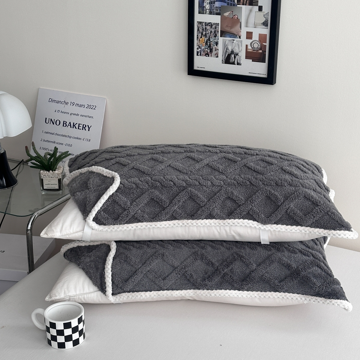 91家纺网 家纺一手货源 找家纺 乐嘉盈 2025新款塔芙绒枕皮 黑色