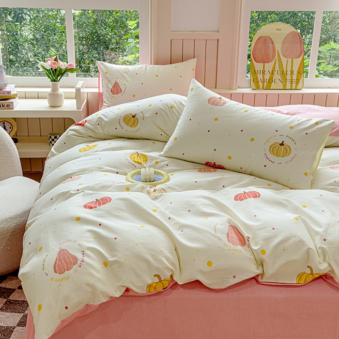 91家纺网 家纺一手货源 找家纺 澳梵家居 2025新款小清新全棉印花四件套 万事不楠