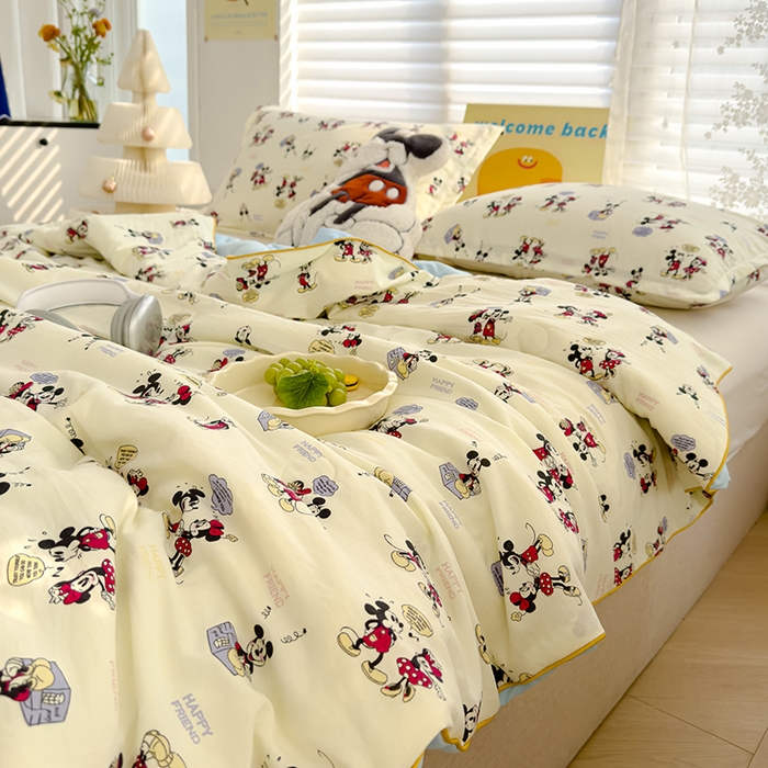 91家纺网 家纺一手货源 找家纺 星巴k家纺 2025新款A类水洗双层纱大豆纤维夏被夏凉被空调被 米奇