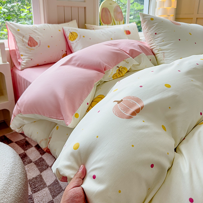 91家纺网 家纺一手货源 找家纺 澳梵家居 2025新款小清新全棉印花四件套 万事不楠