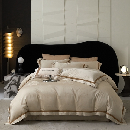 91家纺网 家纺一手货源 找家纺 JUICY 橘滋家纺 2025新款淡雅知性暗纹提花系列四件套 托斯穹影