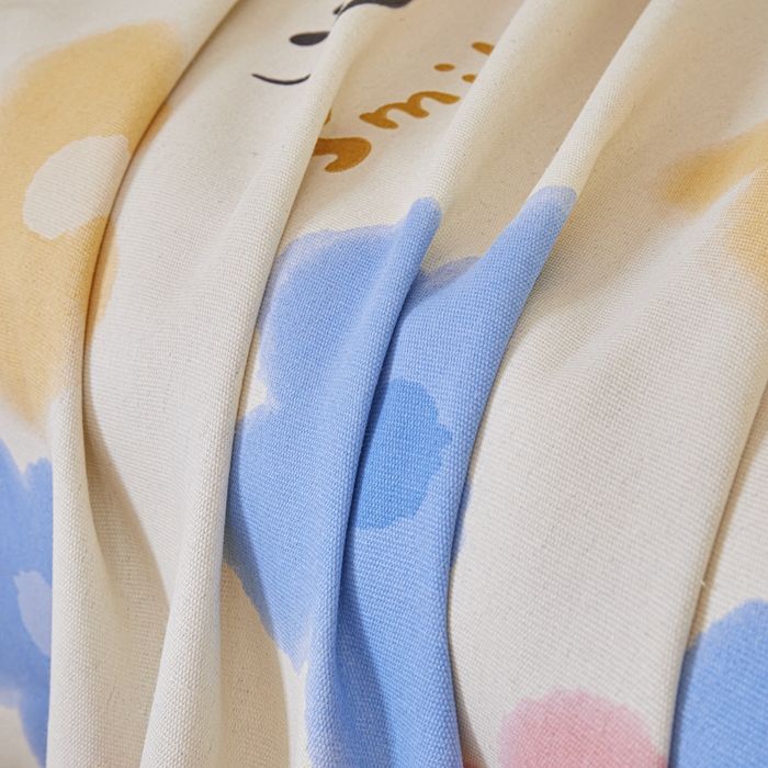 91家纺网 家纺一手货源 找家纺 绒艺席业 2025新款简约原棉印花老粗布床单 笑脸