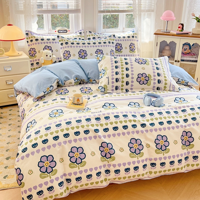 91家纺网 家纺一手货源 找家纺 世爵 2025新款全棉印花小清新套件系列-四件套 洛丽塔