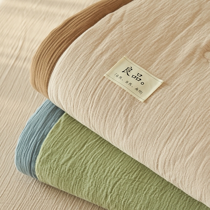 寐绸家纺 2025新款纯棉双层纱大豆纤维夏被四件套 双层纱-白+咖