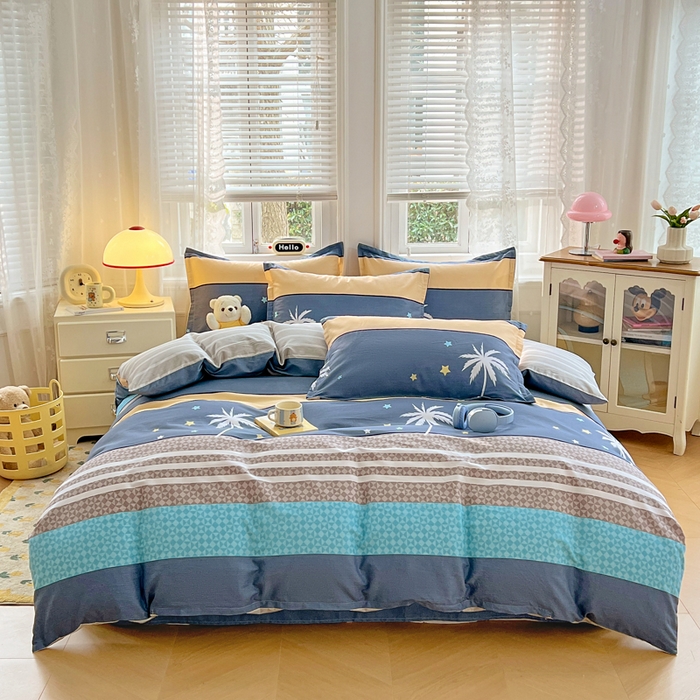 91家纺网 家纺一手货源 找家纺 世爵 2025新款全棉印花小清新单品系列-单被套 漫步云端