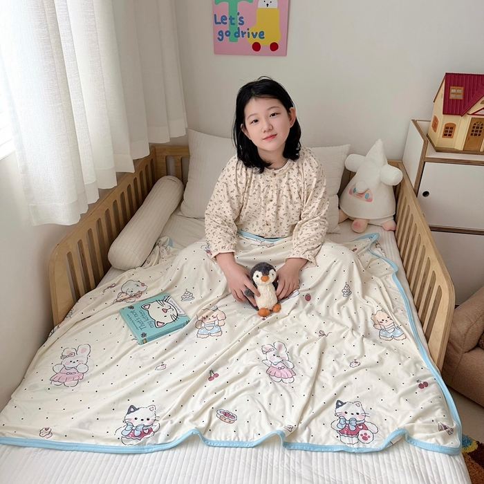 91家纺网 家纺一手货源 找家纺 嗨生活 2025新款婴儿裸睡级凉感针织毯幼儿园夏被儿童夏被毯子 小卡通