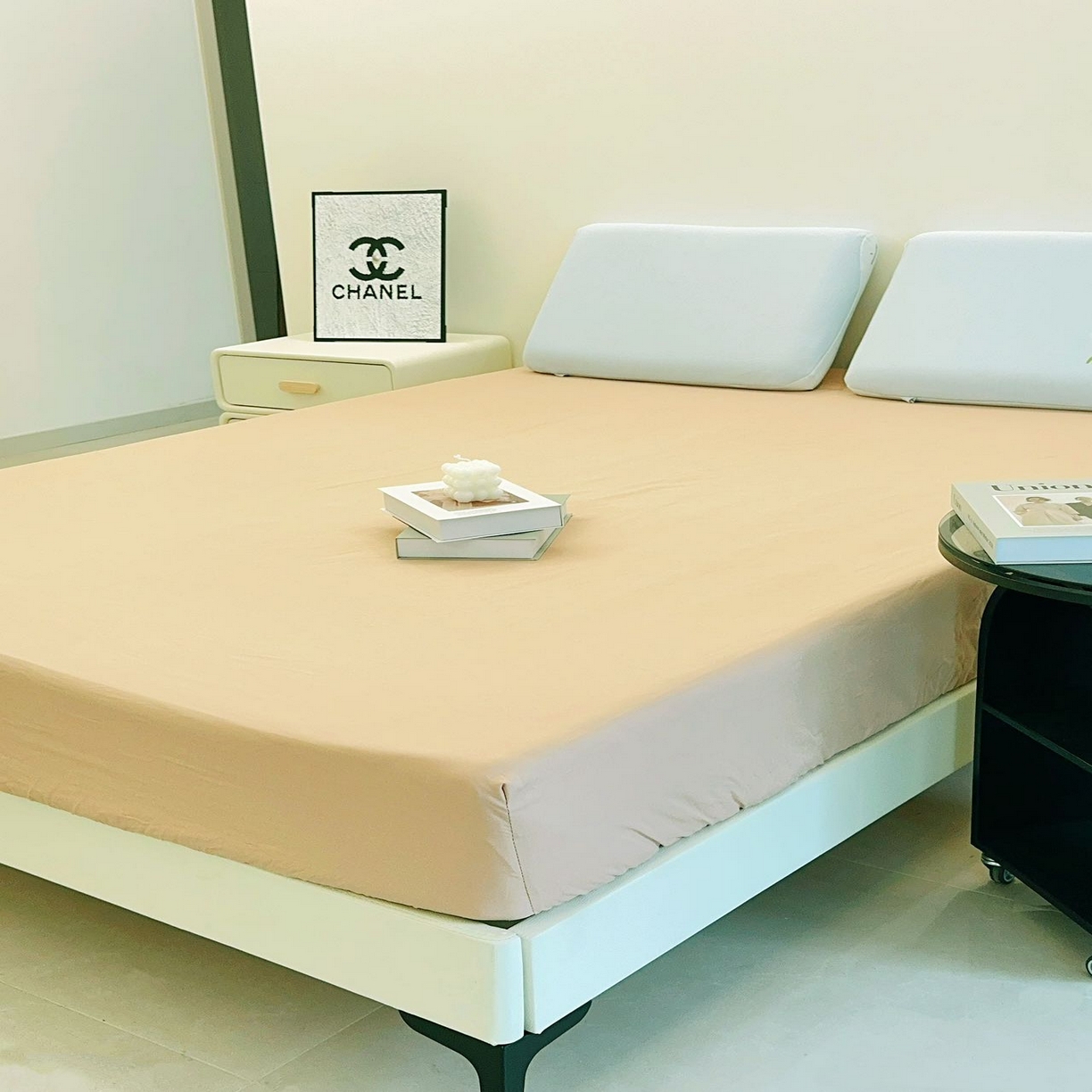 91家纺网 家纺一手货源 找家纺 兜米家居 2025新款纯色全棉床笠 伯爵姜茶