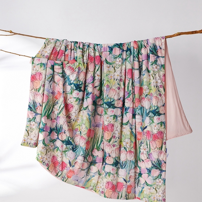 91家纺网 家纺一手货源 找家纺 缔锦家纺 2025新款凉感丝印花夏被 田园拾趣