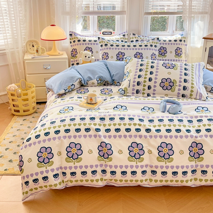 91家纺网 家纺一手货源 找家纺 世爵 2025新款全棉印花小清新套件系列-四件套 洛丽塔