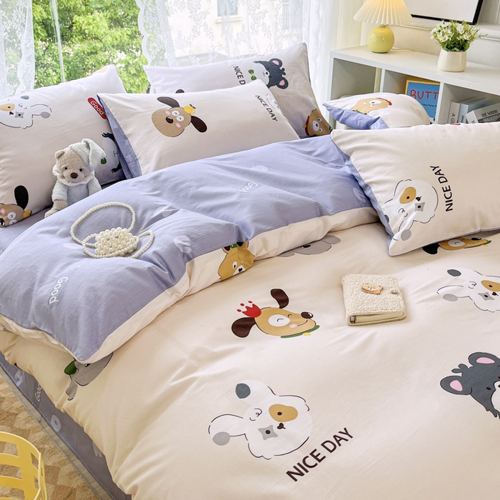 91家纺网 家纺一手货源 找家纺 世爵 2025新款全棉印花小清新单品系列-单被套 可爱联盟