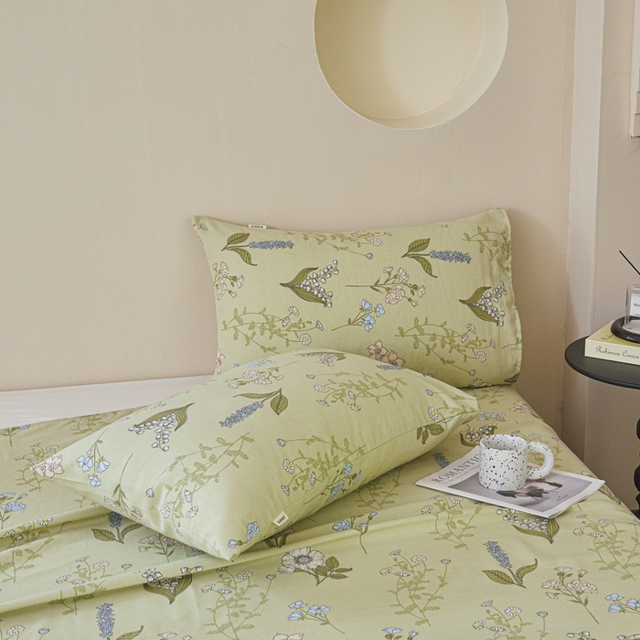 91家纺网 家纺一手货源 找家纺 绒艺席业 2025新款简约原棉印花老粗布床单 那年花开