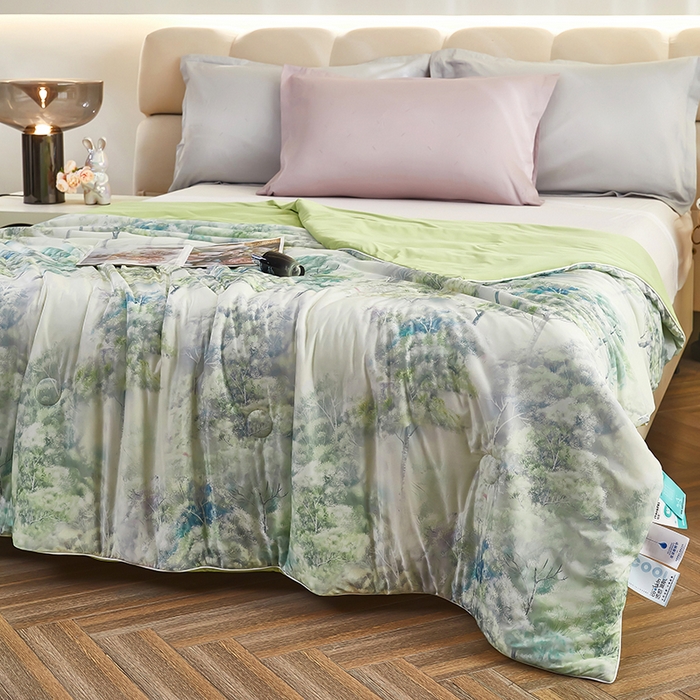 91家纺网 家纺一手货源 找家纺 联林2025新款玻尿酸针织凉感丝夏被夏凉被 国色嫣然