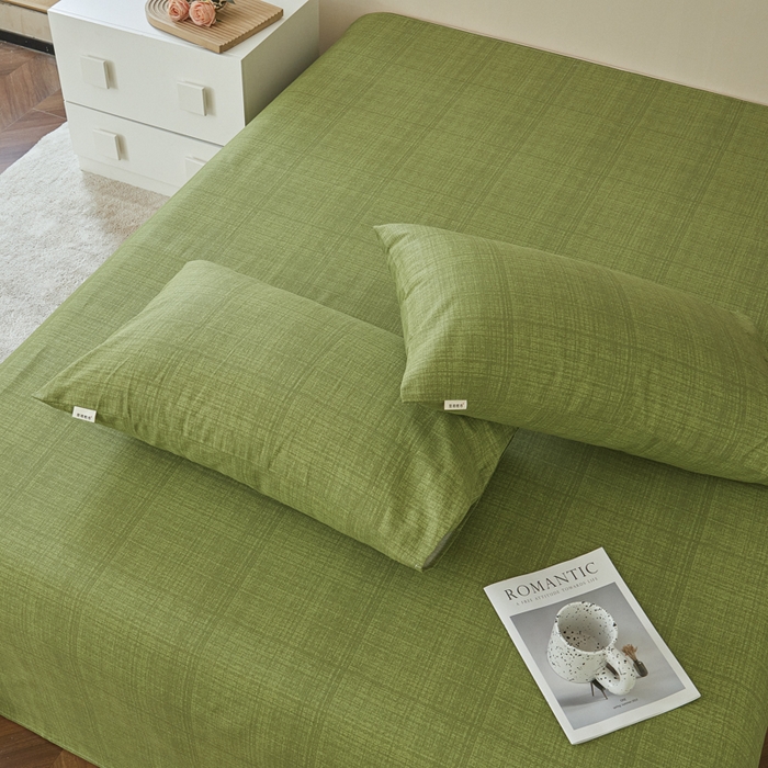 91家纺网 家纺一手货源 找家纺 绒艺席业 2025新款简约原棉印花老粗布床单 绿川