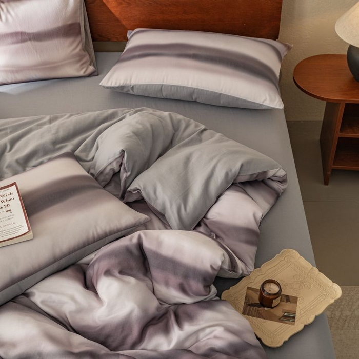 91家纺网 家纺一手货源 找家纺 2025新款40s全棉双层纱圆角吊边款四件套 流年-咖