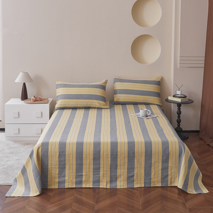 绒艺席业 2025新款简约原棉印花老粗布床单 温馨