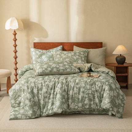 （总）2025新款40s全棉双层纱圆角吊边款四件套