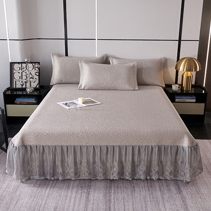 梵克保罗 2025新款7A抗菌母婴级纯乙纶PE刺绣凉感丝豆豆席床单款 肌理纹-香槟