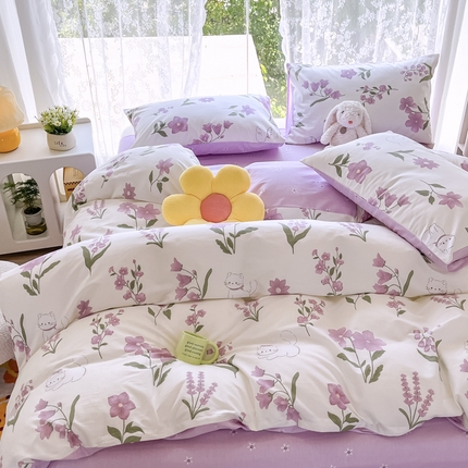 91家纺网 家纺一手货源 找家纺 （总）世爵 2025新款全棉印花小清新套件系列-四件套