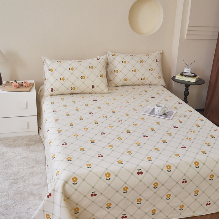 91家纺网 家纺一手货源 找家纺 绒艺席业 2025新款简约原棉印花老粗布床单 小黄花