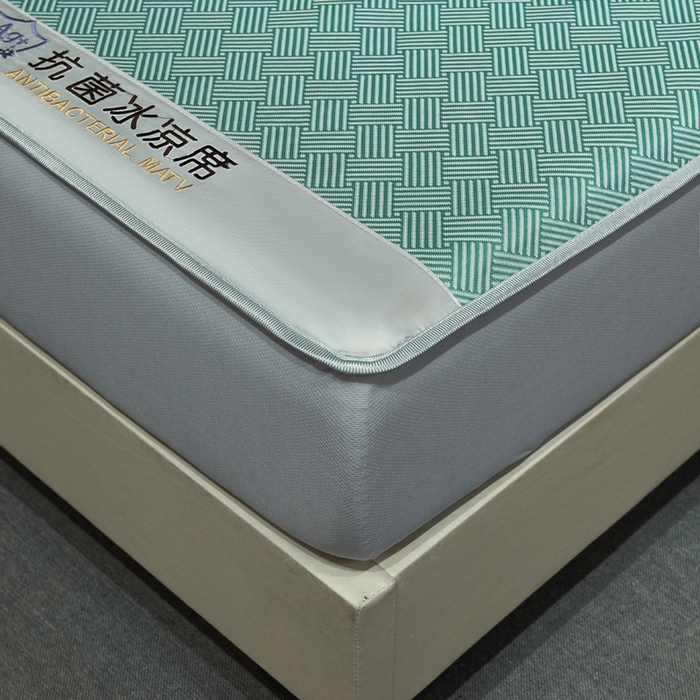 91家纺网 家纺一手货源 找家纺 小萌虎 2025新款碳光抗菌冰丝凉席床笠 饼干花-绿