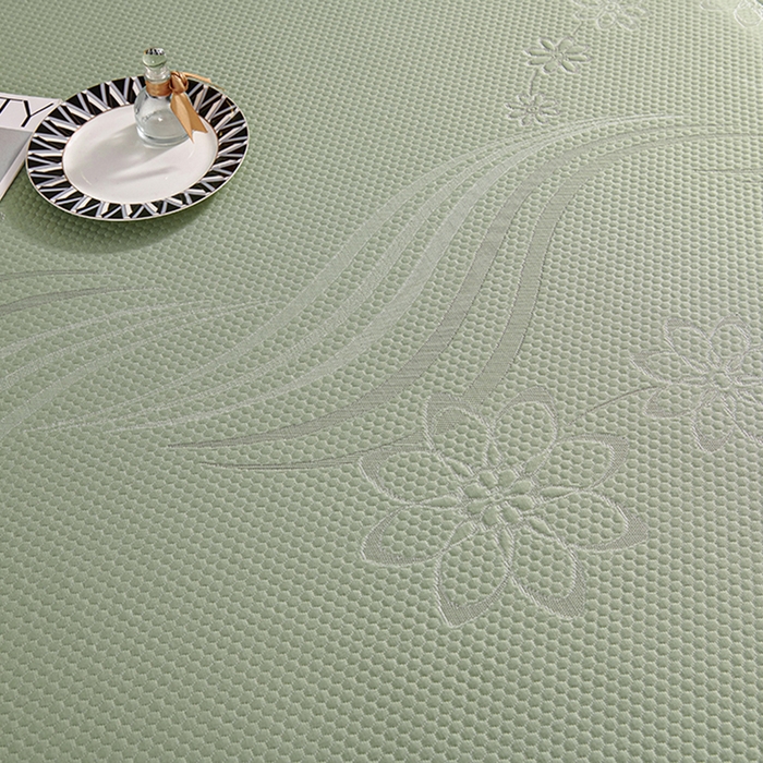 91家纺网 家纺一手货源 找家纺 梵克保罗 2025新款7A抗菌母婴级纯乙纶PE刺绣凉感丝豆豆席 床裙款 床裙款 浪花-水绿