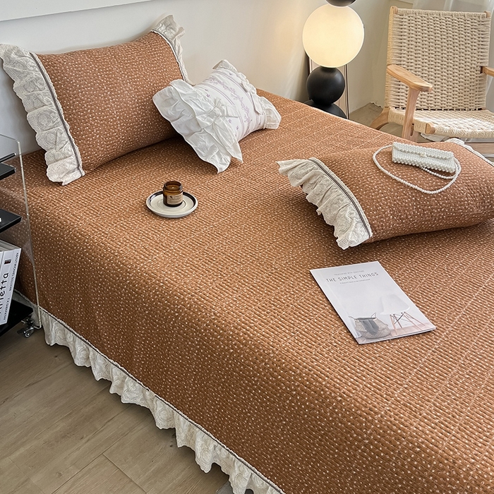 91家纺网 家纺一手货源 找家纺 沐纯家居 2025新款法式小碎花床盖四件套 慕青