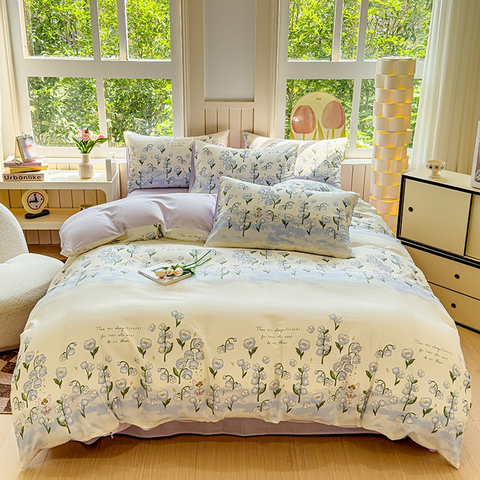 91家纺网 家纺一手货源 找家纺 澳梵家居 2025新款小清新全棉印花四件套 仙子秘境