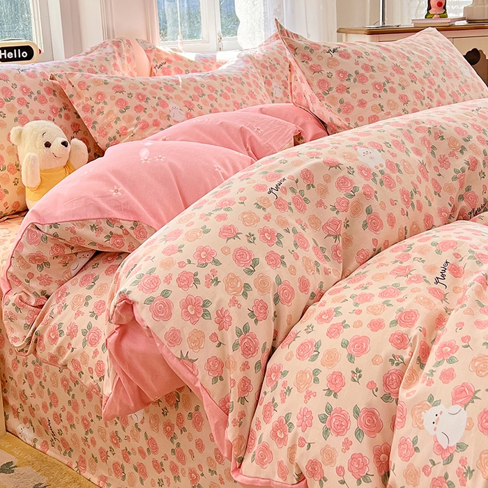 91家纺网 家纺一手货源 找家纺 世爵 2025新款全棉印花小清新单品系列-单被套 浓情玫瑰