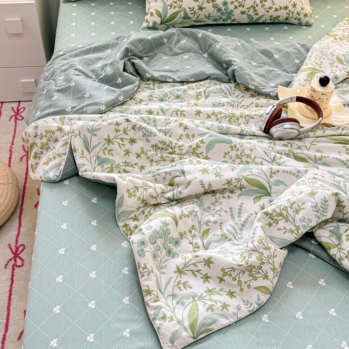 91家纺网 家纺一手货源 找家纺 洺兰家居 2025新款A类全棉印花麻绳款夏被四件套 半夏