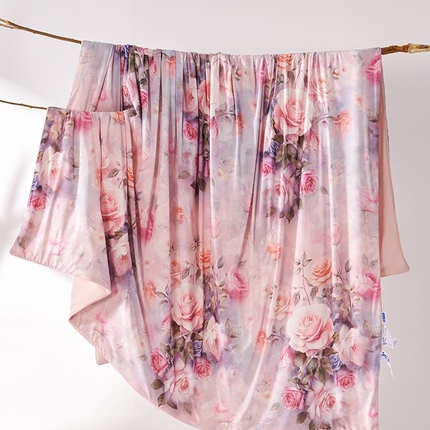 91家纺网 家纺一手货源 找家纺 缔锦家纺 2025新款凉感丝印花夏被 杏园暖春