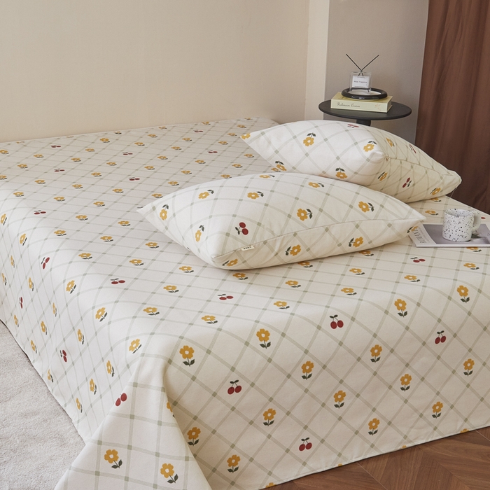 91家纺网 家纺一手货源 找家纺 绒艺席业 2025新款简约原棉印花老粗布床单 小黄花