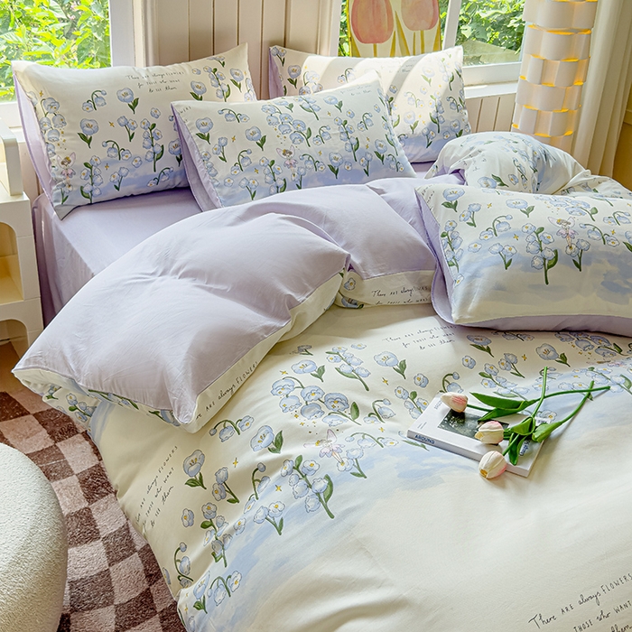 91家纺网 家纺一手货源 找家纺 澳梵家居 2025新款小清新全棉印花四件套 仙子秘境