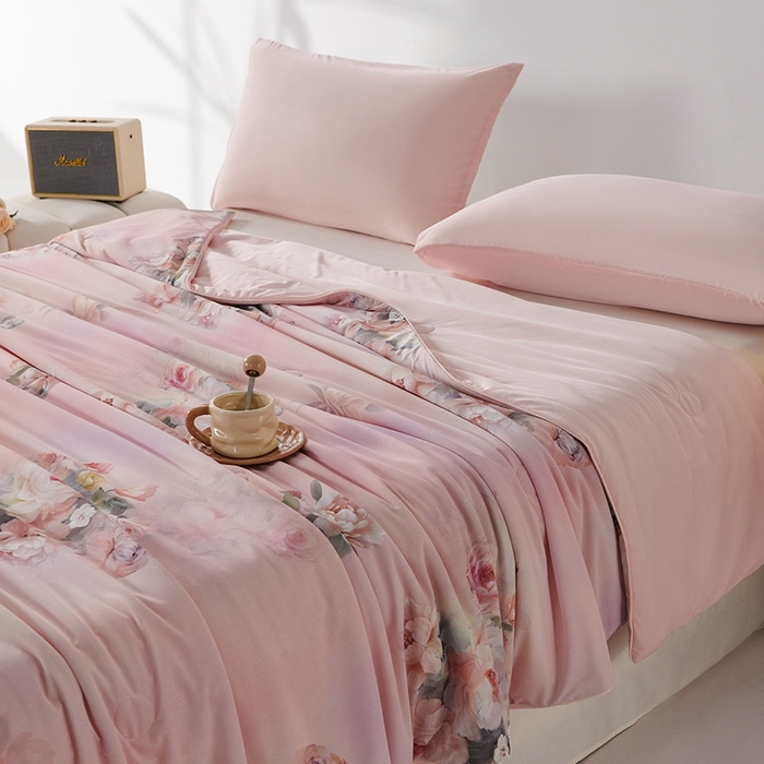 91家纺网 家纺一手货源 找家纺 缔锦家纺 2025新款凉感丝印花夏被 暮云花香