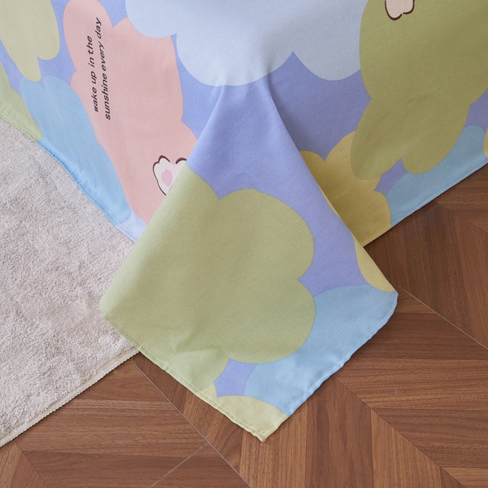 91家纺网 家纺一手货源 找家纺 绒艺席业 2025新款简约原棉印花老粗布床单 春日蜜糖