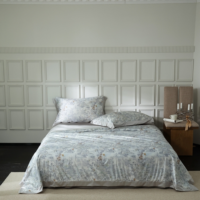 91家纺网 家纺一手货源 找家纺 傲蕾良品 2025新款水光锦冰柔印花夏被 银雪草