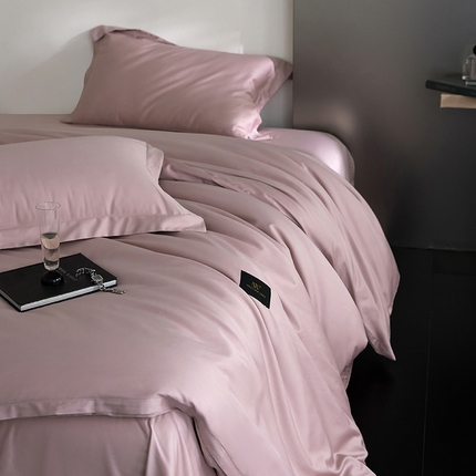 91家纺网 家纺一手货源 找家纺 梧桐树 2025新款60s长绒棉全棉纯色双拼四件套 纯色 优雅紫