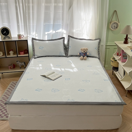 孩子王家纺 2025新款冰丝席提花冰豆豆系列床单床笠 眠眠熊