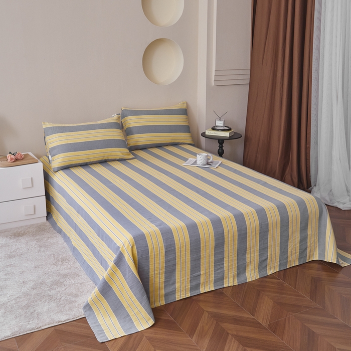 91家纺网 家纺一手货源 找家纺 绒艺席业 2025新款简约原棉印花老粗布床单 温馨