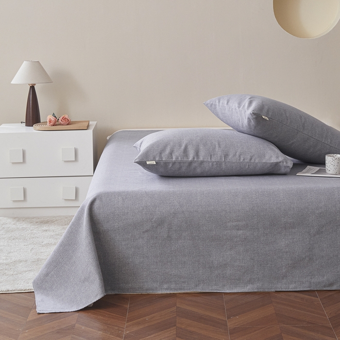 91家纺网 家纺一手货源 找家纺 绒艺席业 2025新款简约原棉印花老粗布床单 灰原