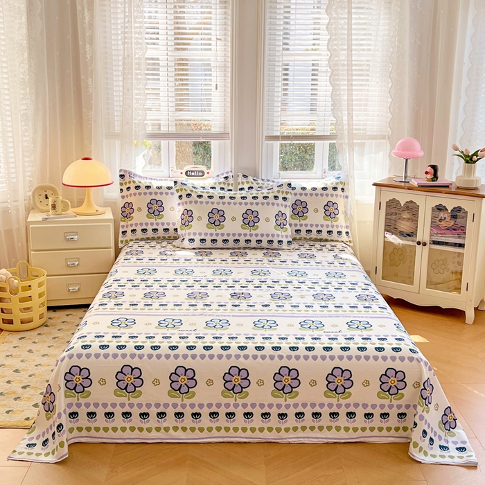 91家纺网 家纺一手货源 找家纺 世爵 2025新款全棉印花小清新套件系列-四件套 洛丽塔