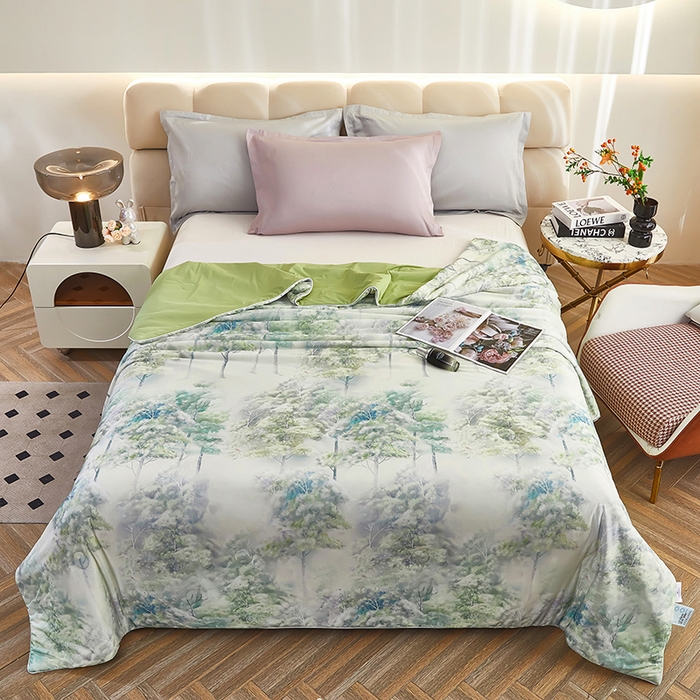 91家纺网 家纺一手货源 找家纺 联林2025新款玻尿酸针织凉感丝夏被夏凉被 国色嫣然