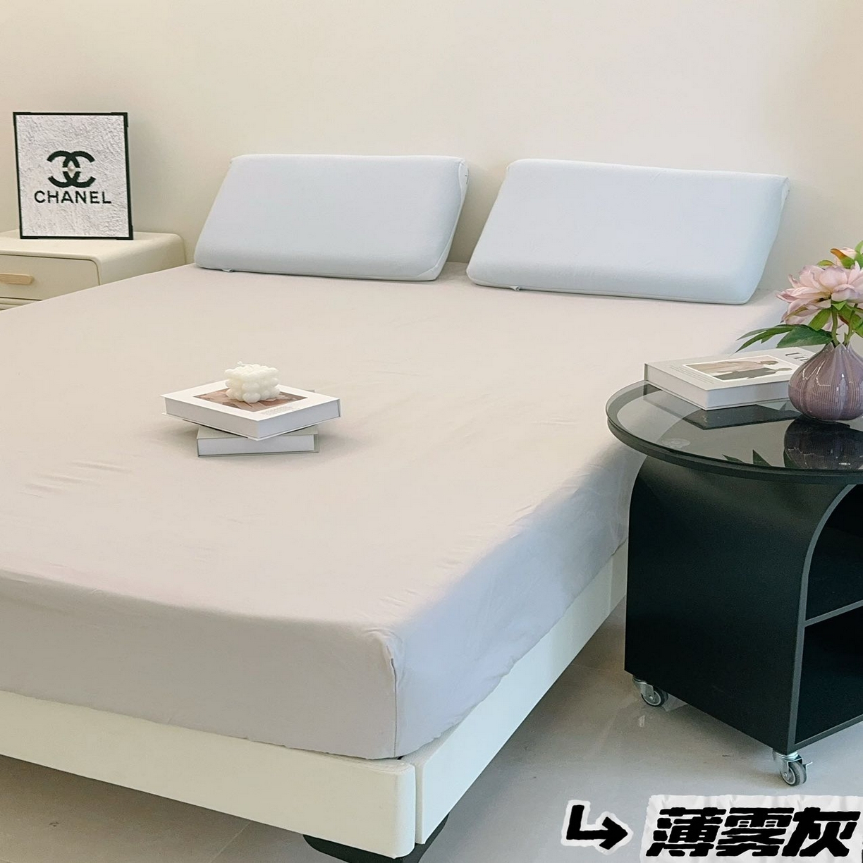 91家纺网 家纺一手货源 找家纺 兜米家居 2025新款纯色全棉床笠 薄雾灰